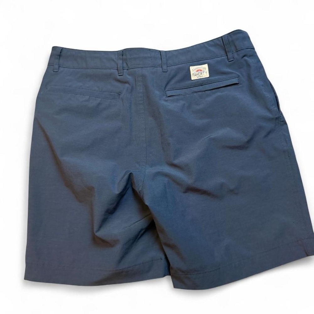 Faherty Allday Shorts Mens 31 Blue Stretch 7 Inch Inseam Drawstring Chino Casual - Picture 2 of 6
